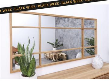 BLACK WEEK - Spejl med ramme i teaktræ - str. 180x90cm